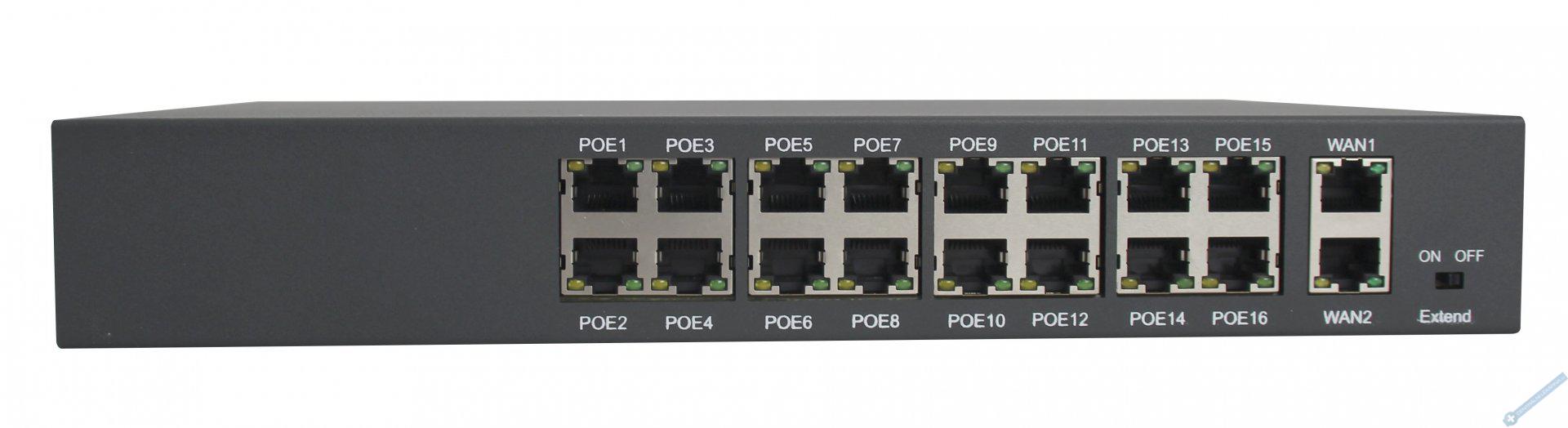 Šestnáctiportový 10/100 Mbps PoE switch s 2x gigabitovým uplinkem