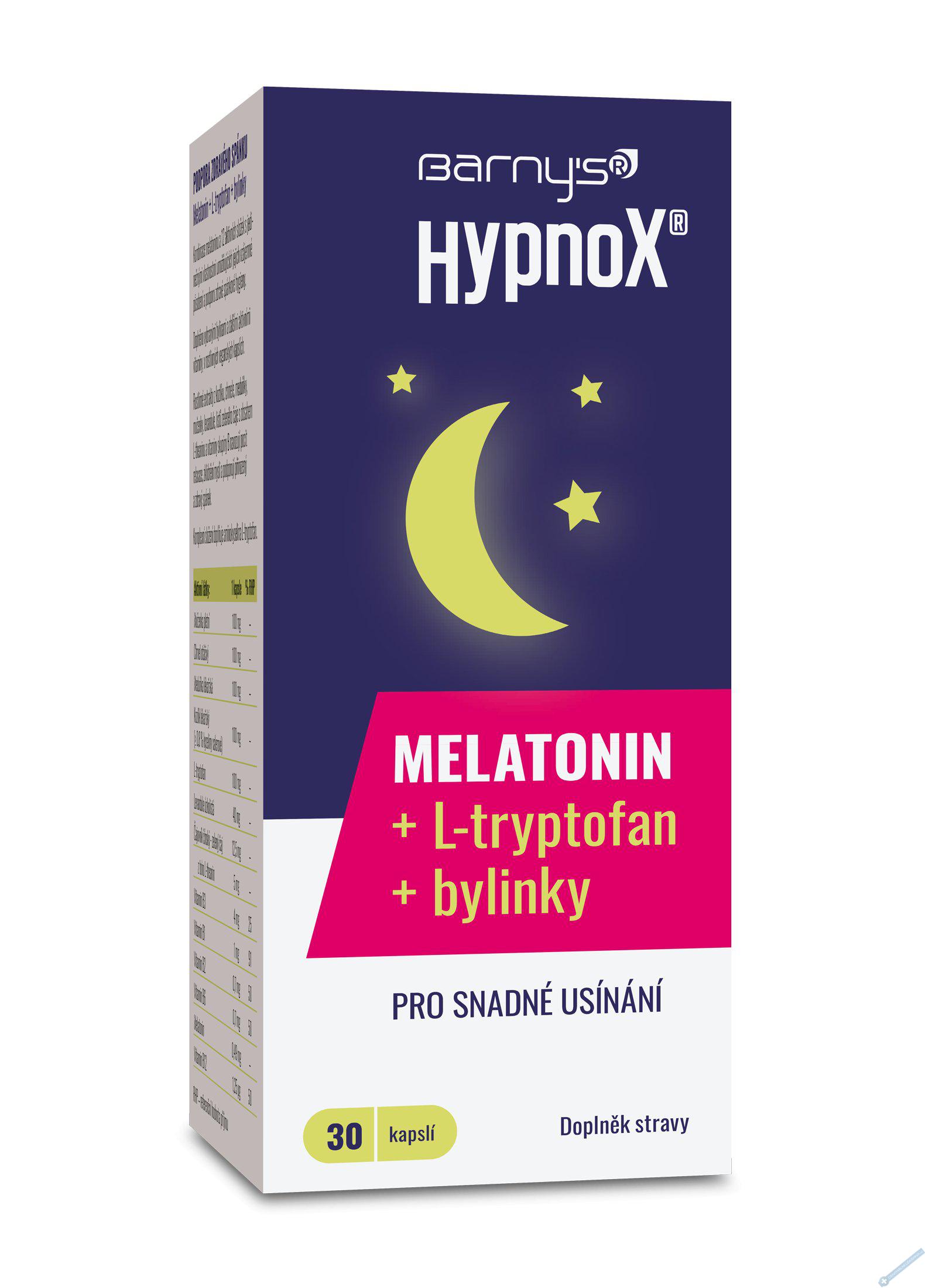 Barny's HypnoX Melatonin, L-tryptofan a bylinky 30 kapsl