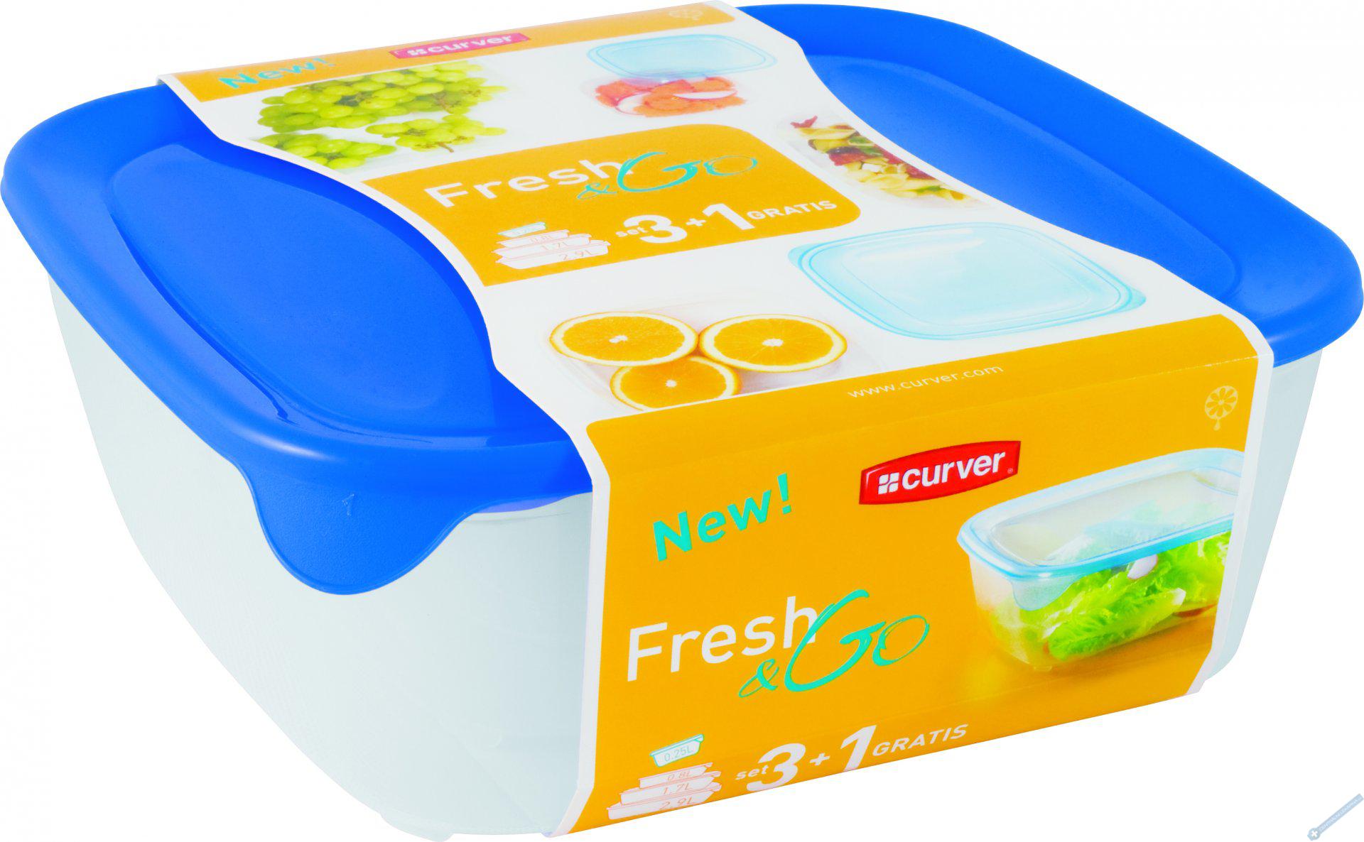 CURVER Fresh&Go Set dóz Modrá/transparentní 0,8l 1,7l 2,9l 0,25l