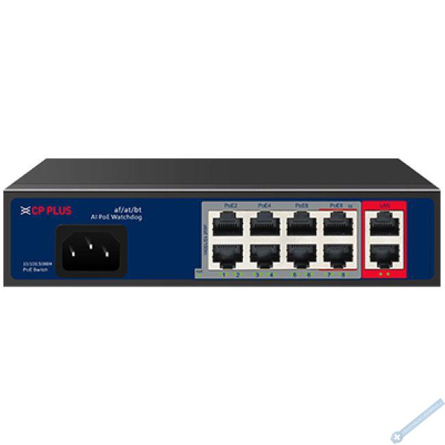 Osmiportov 10/100 Mbps PoE switch s 2x 1000 Mbps uplinkem