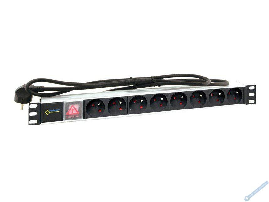 Zsuvkov distributor (pes) na 8 zsuvek pro 19" racky