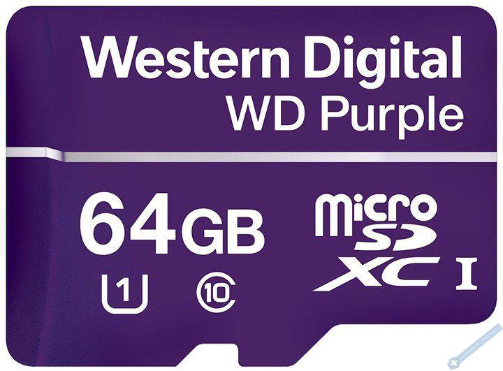 MicroSDXC pamov karta Western Digital PURPLE pro kamerov systmy - 64GB