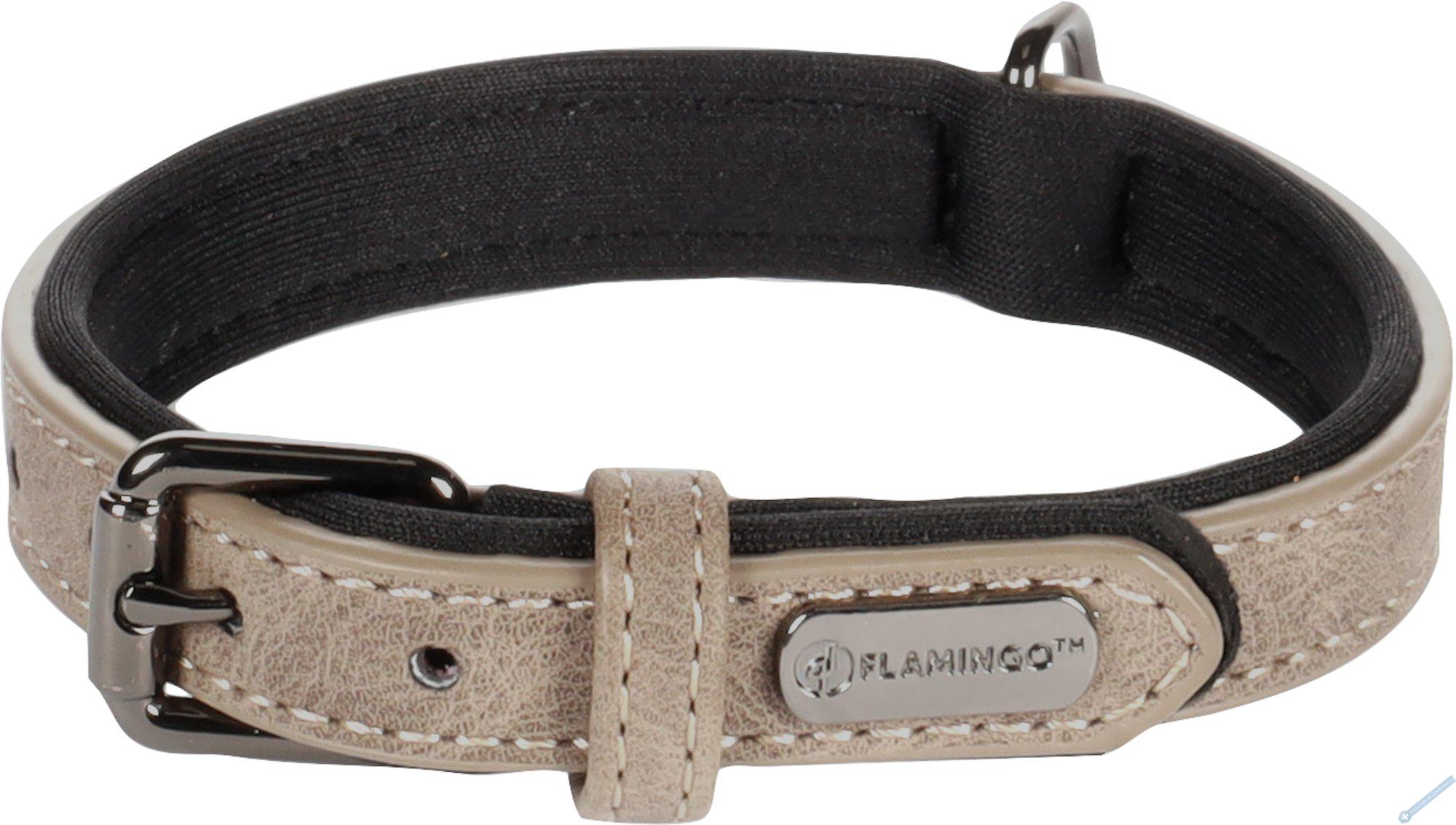 Flamingo Delu Obojek s neoprenovm polstrovnm Taupe XS/S