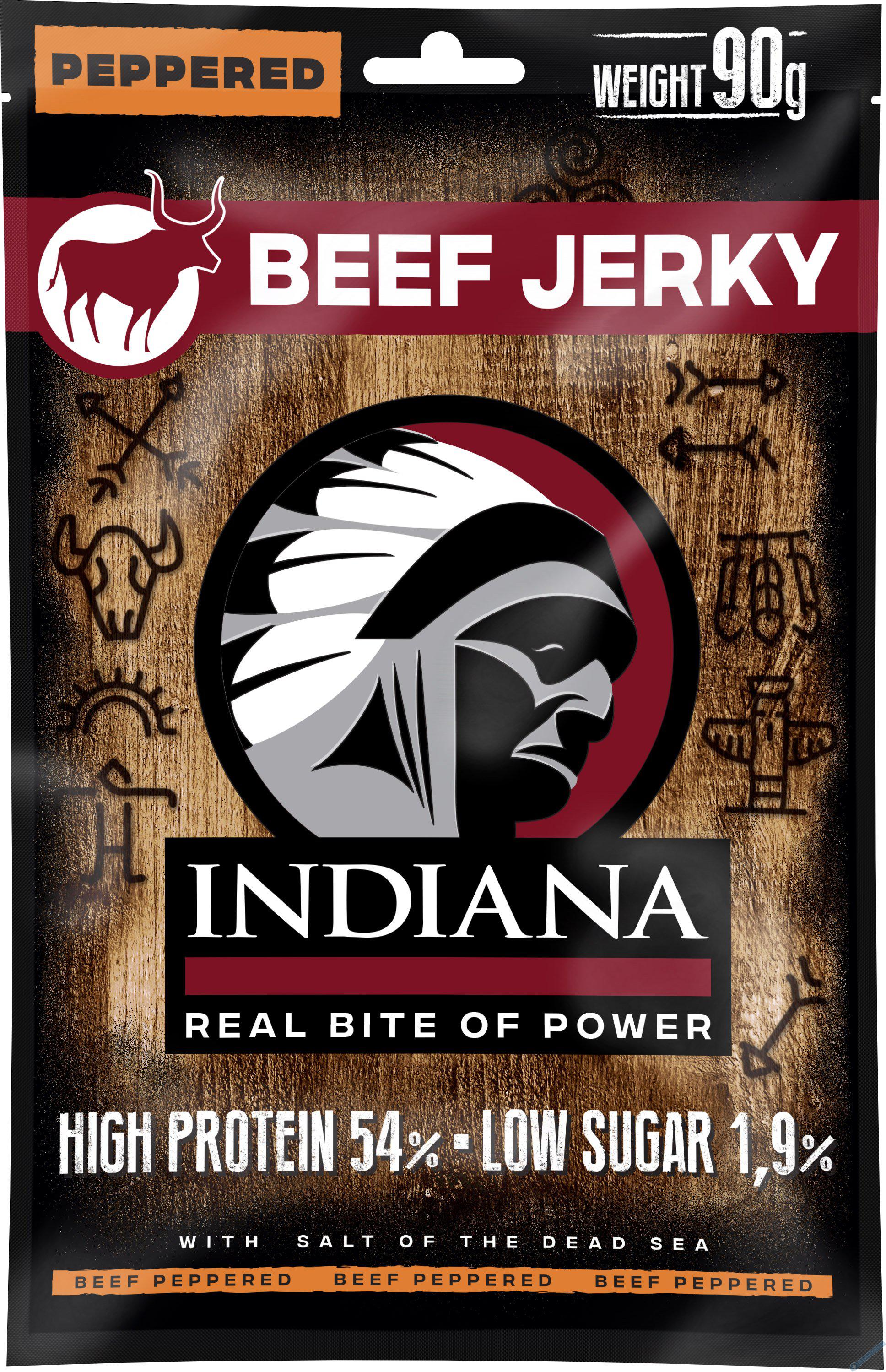 INDIANA Jerky hovězí Peppered ZIP 90g