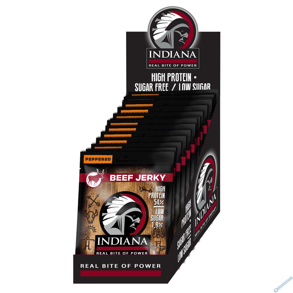 INDIANA Jerky hovz Peppered 375g - display