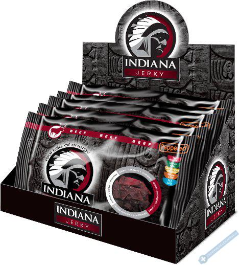 INDIANA Jerky hovz, Peppered, 500g - display