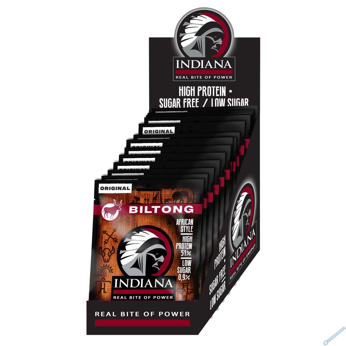 INDIANA Biltong hovězí Original 375g - display