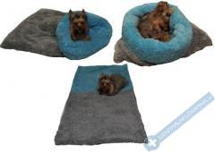 Marysa pelíšek 3v1 pro psy, DE LUXE, šedý/světle modrý, velikost XL