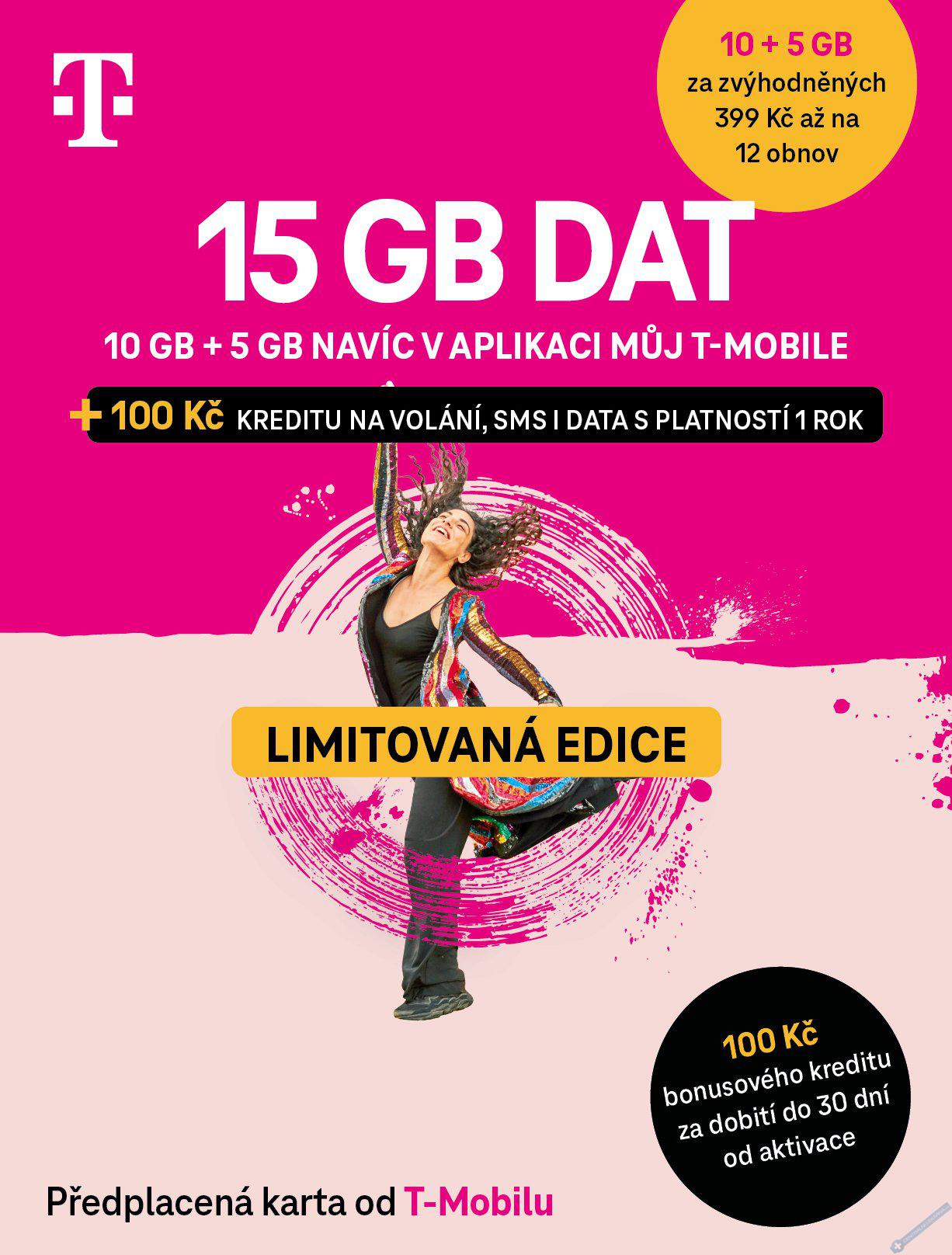 T-Mobile Pedplacen karta 15GB