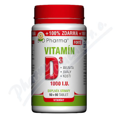 Vitamn D3 Forte 1000 I.U. tbl.90+90 Bio-Pharma