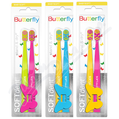 SOFTdent Butterfly dtsk zubn kart.mix barev 2ks