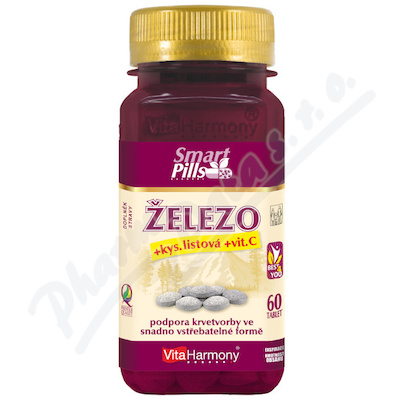 SmartPills elezo+kys.listov+vit.C tbl.60